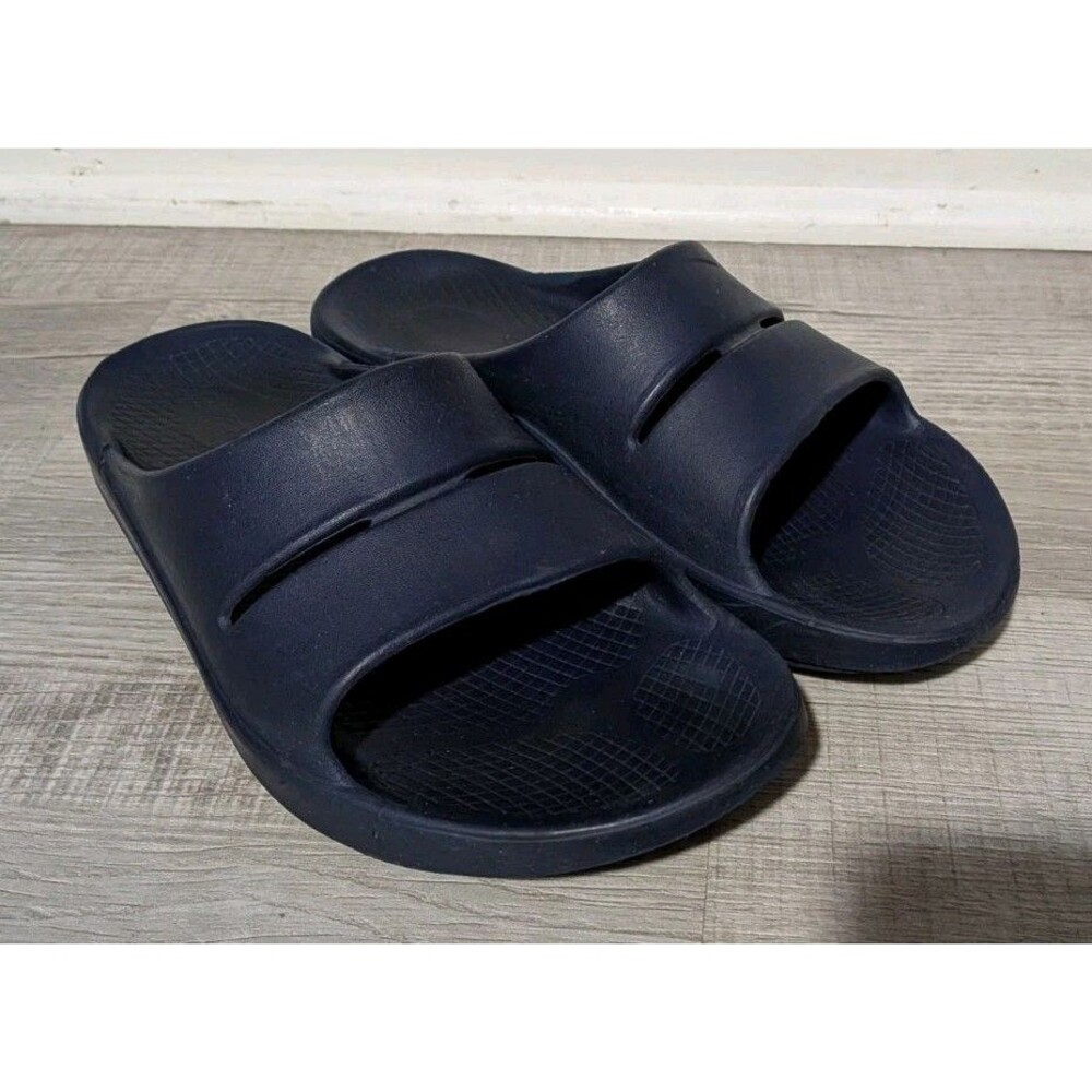 OOFOS OOahh Slide Sandals Recovery Navy Blue US Men’s Sz 10 Women's 12